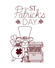 st patricks day label with leprechaun character
