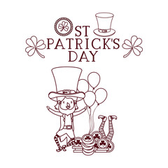 st patricks day label with leprechaun character