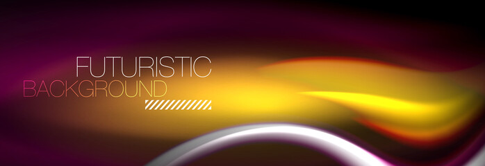 Fluid color neon wave lines background, neon liquid color futuristic paint template