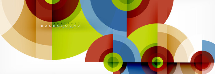 Obraz premium Minimal geometric circles and triangles abstract background, techno modern design, poster template