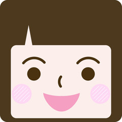 表情　顔　丸　四角　アイコン　ベクター　カラー　困る