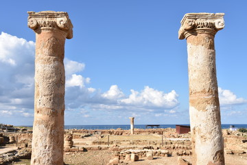 Ionic Column Pair on Mediterranean, Paphos, Cyprus