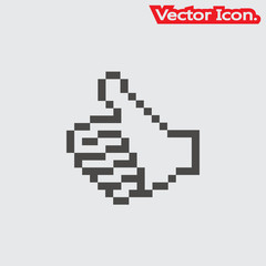 Fototapeta premium Pixel hand cursor icon isolated sign symbol and flat style for app, web and digital design. Vector illustration.