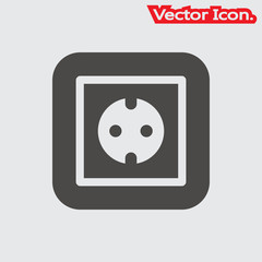 Plug socket icon isolated sign symbol and flat style for app, web and digital design. Vector illustration.