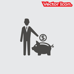 Pig icon isolated sign symbol and flat style for app, web and digital design. Vector illustration.