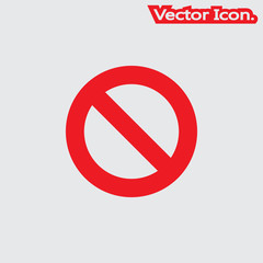Prohibition icon isolated sign symbol and flat style for app, web and digital design. Vector illustration.