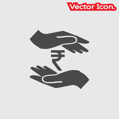 protecting hands icon isolated sign symbol and flat style for app, web and digital design. Vector illustration.