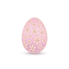 Easter egg 3D icon. Pink color egg, isolated white background. Pastel flower design, realistic decoration Happy Easter celebration. Holiday element. Shiny pattern. Spring symbol. Vector illustration