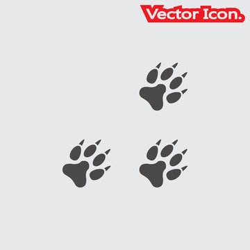 Paw icon isolated sign symbol and flat style for app, web and digital design. Vector illustration.