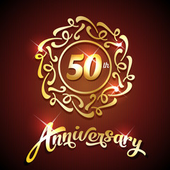 50th anniversary label golden design elements