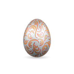 Easter egg 3D icon. Ornate color egg, isolated white background. Swirl realistic design, decoration Happy Easter celebration. Holiday ornamental element. Graceful spring pattern. Vector illustration