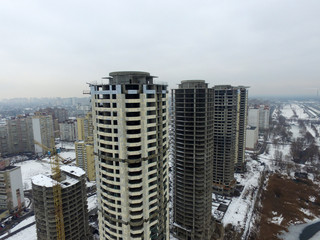 Fototapeta na wymiar Kiev at winter time (drone image). 