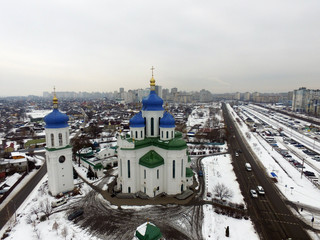 Kiev at winter time (drone image). 