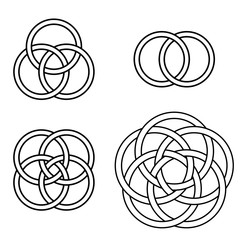 set patterns intertwined rings, vector logo tattoo plexus circles, pattern of intertwined circles