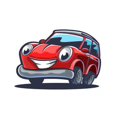Gordijnen rode sportwagen cartoon © mollicart