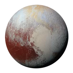 Foto op Plexiglas Volledige schijf van planeet Pluto globe vanuit de ruimte geïsoleerd op een witte achtergrond. Elementen van deze afbeelding geleverd door NASA. © elen31