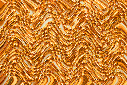 Background golden and copper color curve and circle pattern abstract artistic design