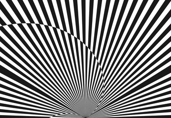 Abstract halftone lines background, trendy black and white geometric pattern, vector modern design optical illusion texture.