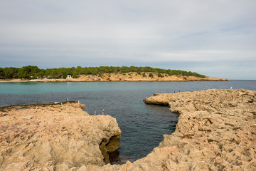Fototapeta na wymiar The coast in the bassa cove of San Antonio, Ibiza