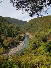 Fototapeta na wymiar Japanriver and Mountains