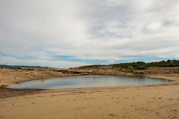 The coast in the bassa cove of San Antonio, Ibiza