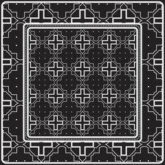 Design Of A Scarf With A Geometric Pattern . Vector illustration. Black and white color. For fashion print, modern design, scrapbooking, background.