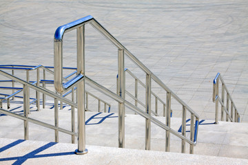 Stainless steel handrails and steps - obrazy, fototapety, plakaty