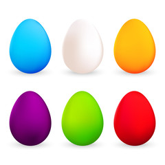 Colorful Easter eggs set on white background. Vector illustration