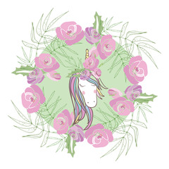 Retro style botanical illustration with flowers and animal. Delicate vector background with floral composition