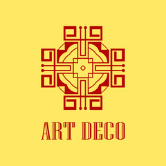 Geometric ornamental retro vintage art deco logo for design and decoration. Vintage retro ornamental deco art design. Retro art for beautiful design.