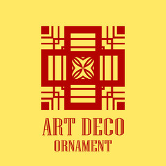 Geometric ornamental retro vintage art deco logo for design and decoration. Vintage retro ornamental deco art design. Retro art for beautiful design.