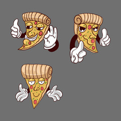 pack bundle pizza mascot isolated on grey background