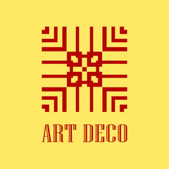 Geometric ornamental retro vintage art deco logo for design and decoration. Vintage retro ornamental deco art design. Retro art for beautiful design.