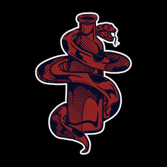 snake and bottle isolated