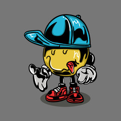 hiphop yellow emoticon character