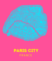 city map of Paris with well organized separated layers. 