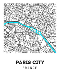 city map of Paris with well organized separated layers. 