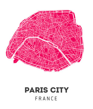 city map of Paris with well organized separated layers. 
