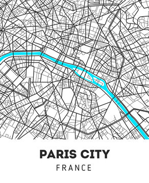 city map of Paris with well organized separated layers. 