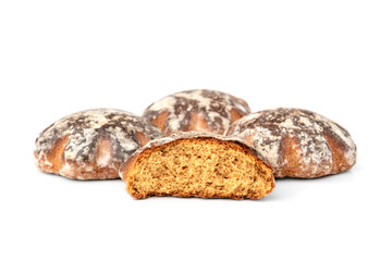 Traditional russian gingerbread isolated on white background.