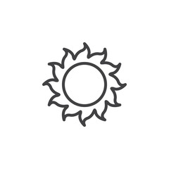 Sun shine line icon. linear style sign for mobile concept and web design. Abstract sun outline vector icon. Solar symbol, logo illustration. Pixel perfect vector graphics