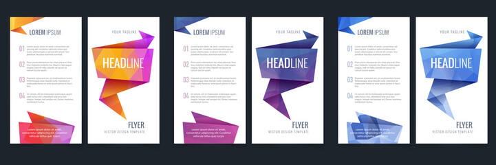 Vector triangle background brochure, flyer layout technology design template set