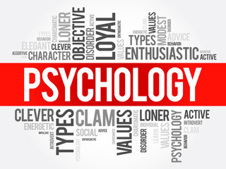 Psychology word cloud collage , social health concept background