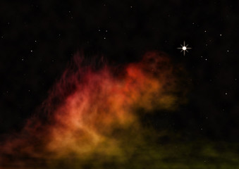 Star field in space and a nebulae. 3D rendering