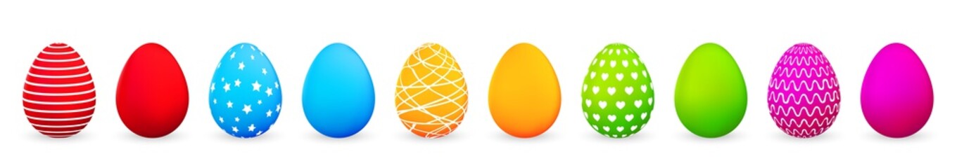 Colorful Easter eggs set on white background. Vector illustration