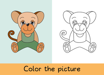 Coloring book. Mouse, rat. Cartoon animall. Kids game. Color picture. Learning by playing. Task for children