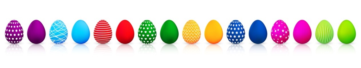 Colorful Easter eggs set on white background. Vector illustration