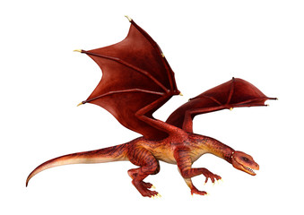 3D Rendering Fairy Tale Dragon on White
