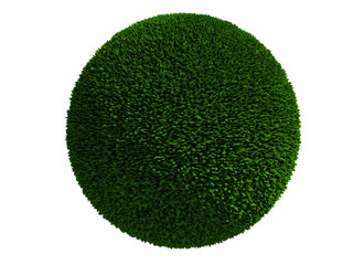 isolated 3d render green grass globe