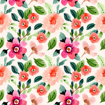 spring floral watercolor seamless pattern